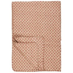 Ib Laursen quiltet plaid i naturfarvet med rustfarvet mnster