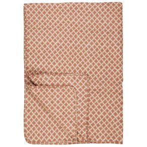 Ib Laursen quiltet plaid i naturfarvet med rustfarvet mønster