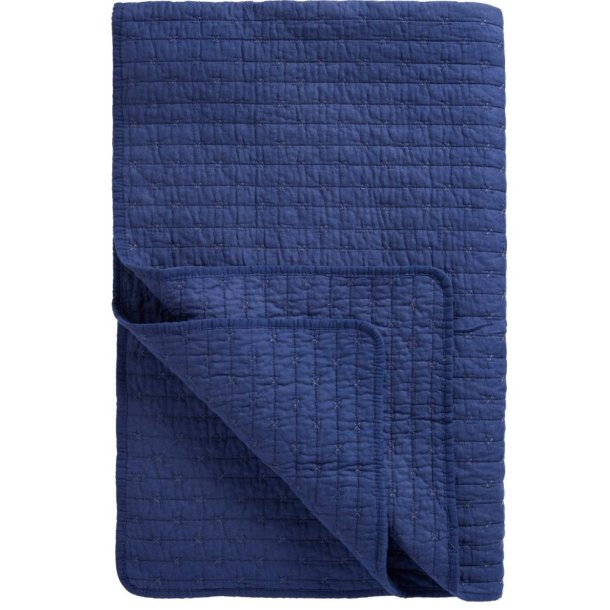 Ib Laursen quiltet plaid i indigo med korssting