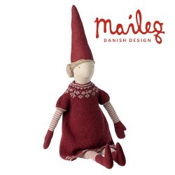 Maileg julemandens kone i fin strikket kjole