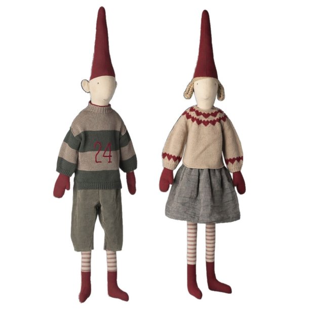 Maileg nissepige 2025 str 6, strik trje og nederdel p