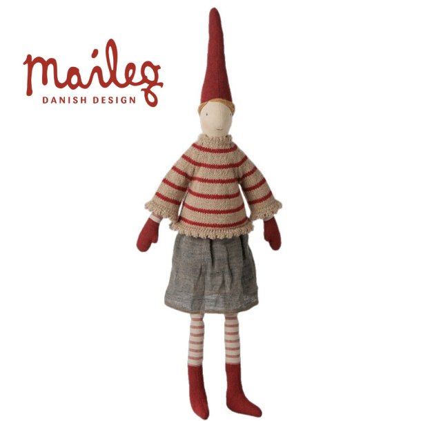 Maileg nissepige 2026 str 3 i stribet strikket sweater