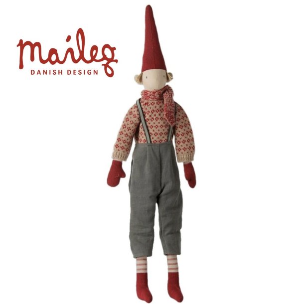 Maileg nissedreng 2026 str 4 strikket sweater og halst�rkl�de