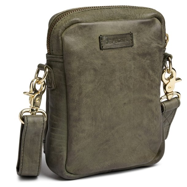 Depeche army green mobile taske i kalveskind