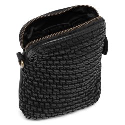 Depeche mobile taske i sort skind med flet foran