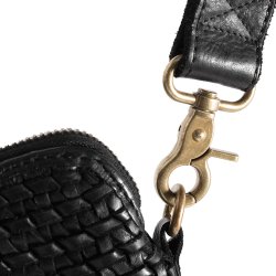 Depeche mobile taske i sort skind med flet foran