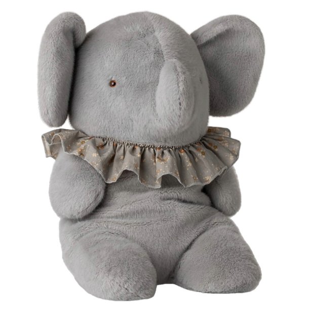 Maileg�s store bl�/gr� plys elefant
