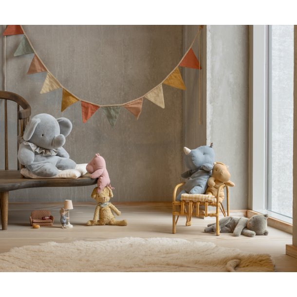 Maileg�s store bl�/gr� plys elefant