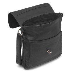 Depeche skuldertaske i sort okseskind