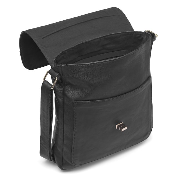 Depeche skuldertaske i sort okseskind