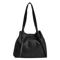 Depeche skuldertaske i sort okseskind