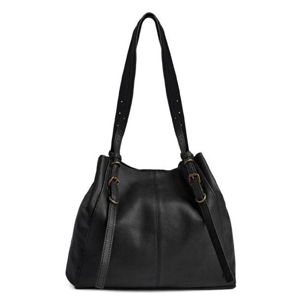 Depeche skuldertaske i sort okseskind