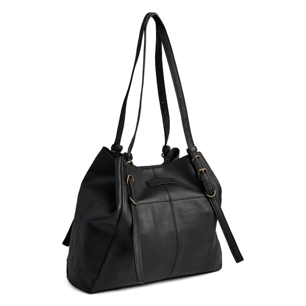 Depeche skuldertaske i sort okseskind