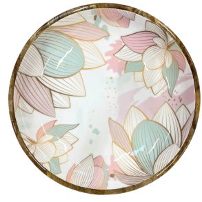 by Room fad i mangotr� med pink og bl� lotus blomster