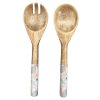 by Room salatbestik i mangotr� med pink og bl� lotus blomster 