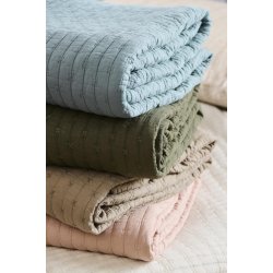 Ib Laursen quiltet plaid i rosa med korssting