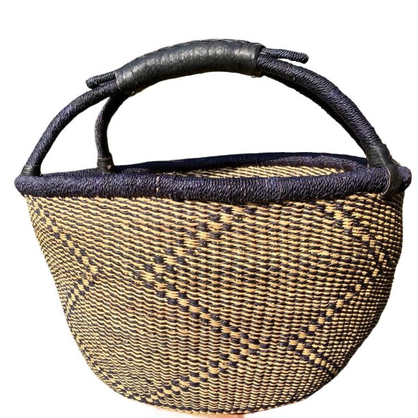 Hammershus fairtrade kurv fra Ghana i natur og mrkebl