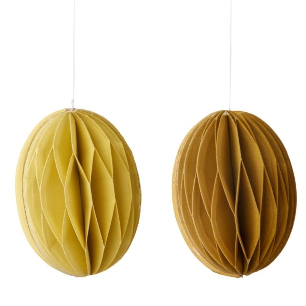 Bungalow p�ske�g i gult papir 6 cm