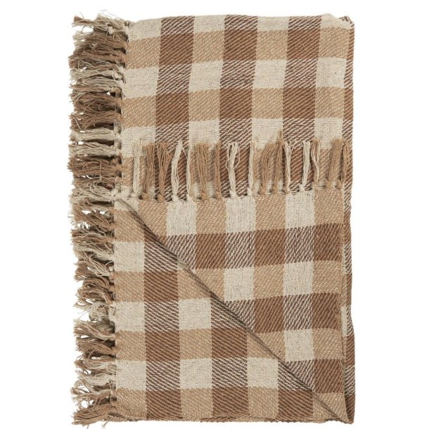 Ib Laursen plaid med natur-beige og brune tern