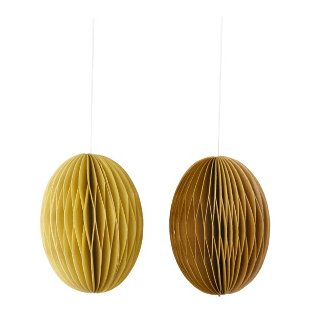 Bungalow påskeæg i gul og papir 8 cm