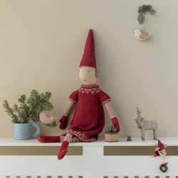 Maileg julemandens kone i fin strikket kjole