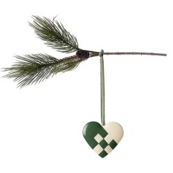 Maileg flettet julehjerte i metal, grn og hvid