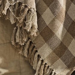Ib Laursen plaid med natur-beige og brune tern