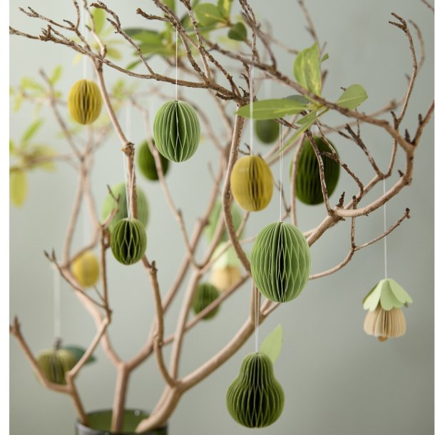 Bungalow s�t af 2 stk sage for�rsfugle i honeycomb papir