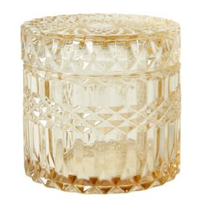 Speedtsberg krukke med lg i lysgult glas