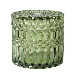 Speedtsberg krukke med l�g i gr�nt glas