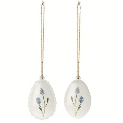 Maileg metal pskeg til ophng med bl blomster p