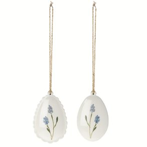 Maileg metal pskeg til ophng med bl blomster p