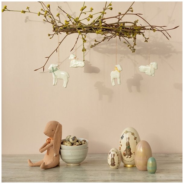 Maileg metal ophng, Lam med gul sljfe