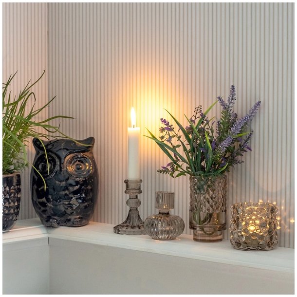 Speedtsberg fyrfadsstage i gr�t glas med m�nster