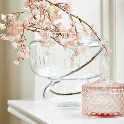 Speedtsberg krukke med harlekin m�nster og glasl�g i rosa