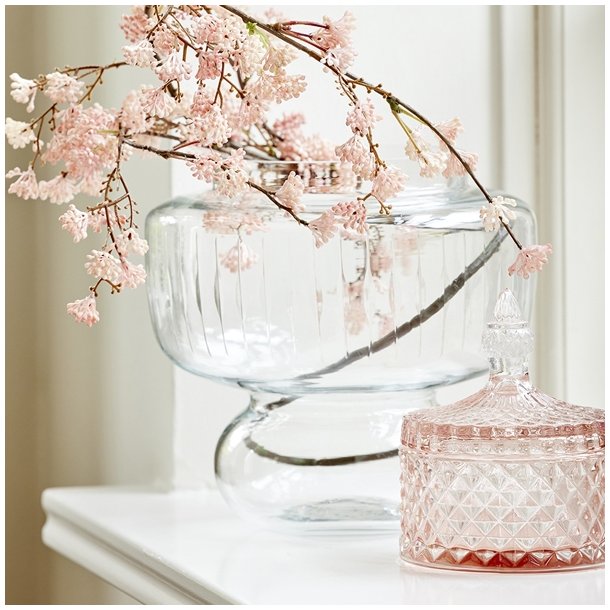Speedtsberg krukke med harlekin m�nster og glasl�g i rosa