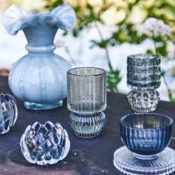 Speedtsberg lysestage og vase i bl og klar glas