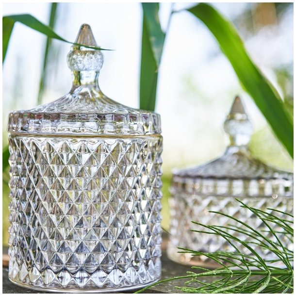 Speedtsberg krukke med lg i varmgr glas