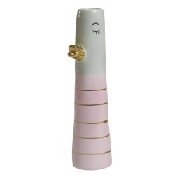 Speedtsberg vase og lysestage i rosa og aqua 