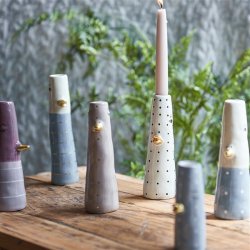 Speedtsberg vase og lysestage i rosa og aqua 