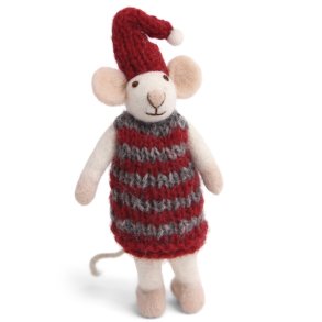 n Gry & Sif lille hvid muse pige i stribet kjole