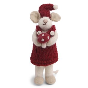 n Gry & Sif lille hvid muse pige med svampe