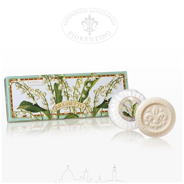 Fiorentino gaveske med 3 stk vegetabilske sber med liljekonval 