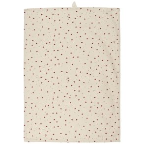 Ib Laursen viskestykke Emily natur med rde sm hjerter