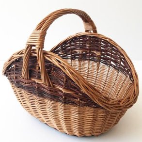 Aafod oval bykurv af rdpil med dobbelte hanke